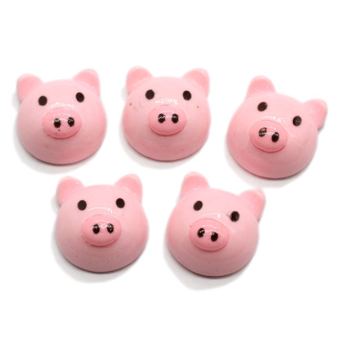 100pcs Creative Cartoon Resin Little Pig Head Figurine Craft Resin Flatback Cabochon For Kids Clip DIY Hair Ornament Accessories