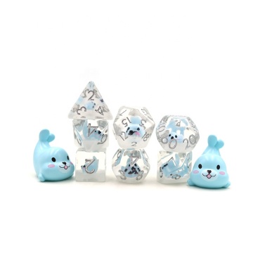 Custom 16mm Resin Animal Inclusion Polyhedral D&D Dice Set