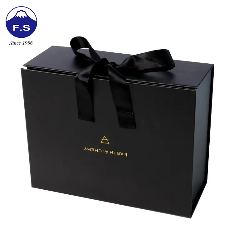 Customized Logo Golden Foil Matt Finish Folded Gift Box