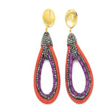 Wholesale fashion pave diamond handing snakeskin earrings
