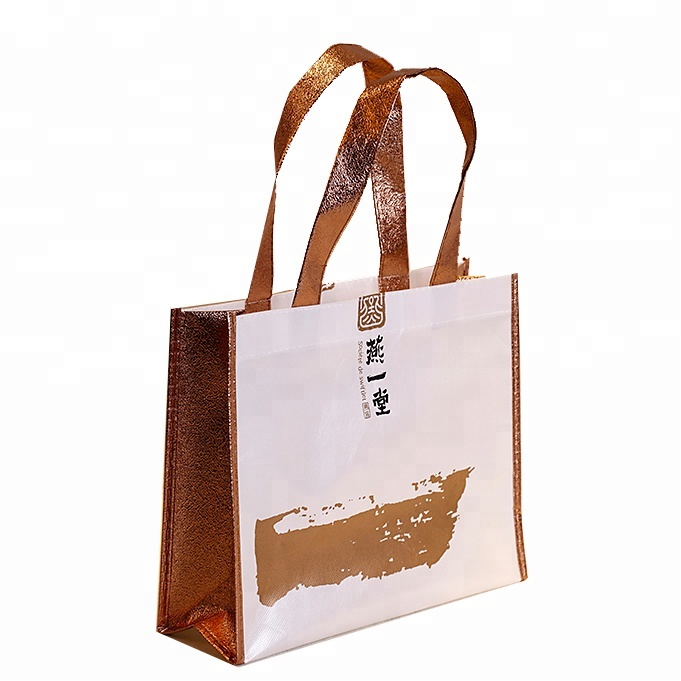 Customized Professional Metallic Polyester Non Woven Shopping Bag