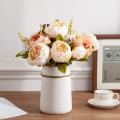 Silk Peony Bouquet with Ceramic Vase