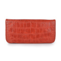 Zip Top Clutch Bag Rotes handgefärbtes Glattleder