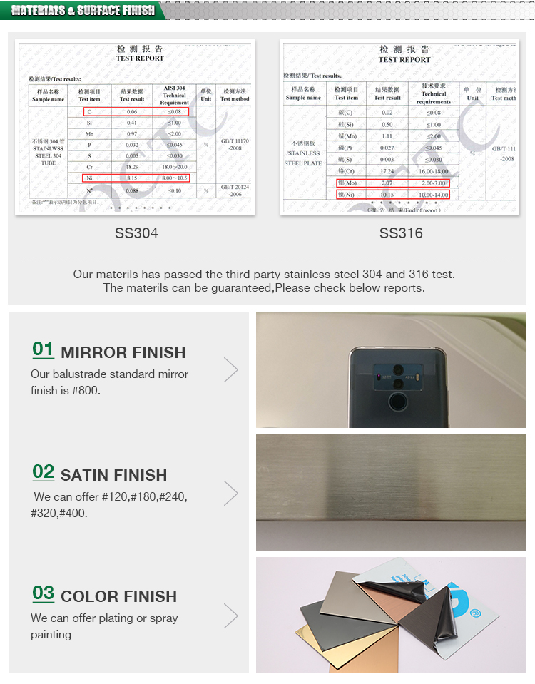 Factory Prices Modern Design Decorative Indoor Stainless Steel Railing Tempered Glass Railing