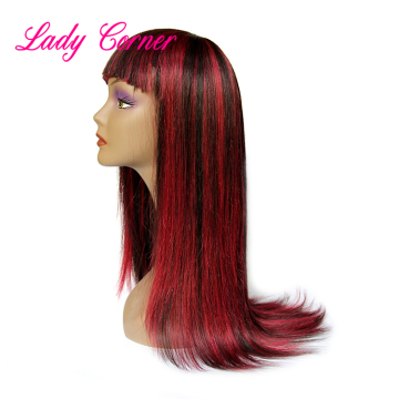 Hot selling cheap virgin human hair machine made wig sewing machine wig