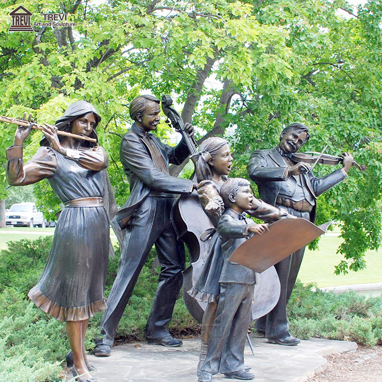 Outdoor Life Size Music Family Musician Group Figure Bronze Statue Sculptures