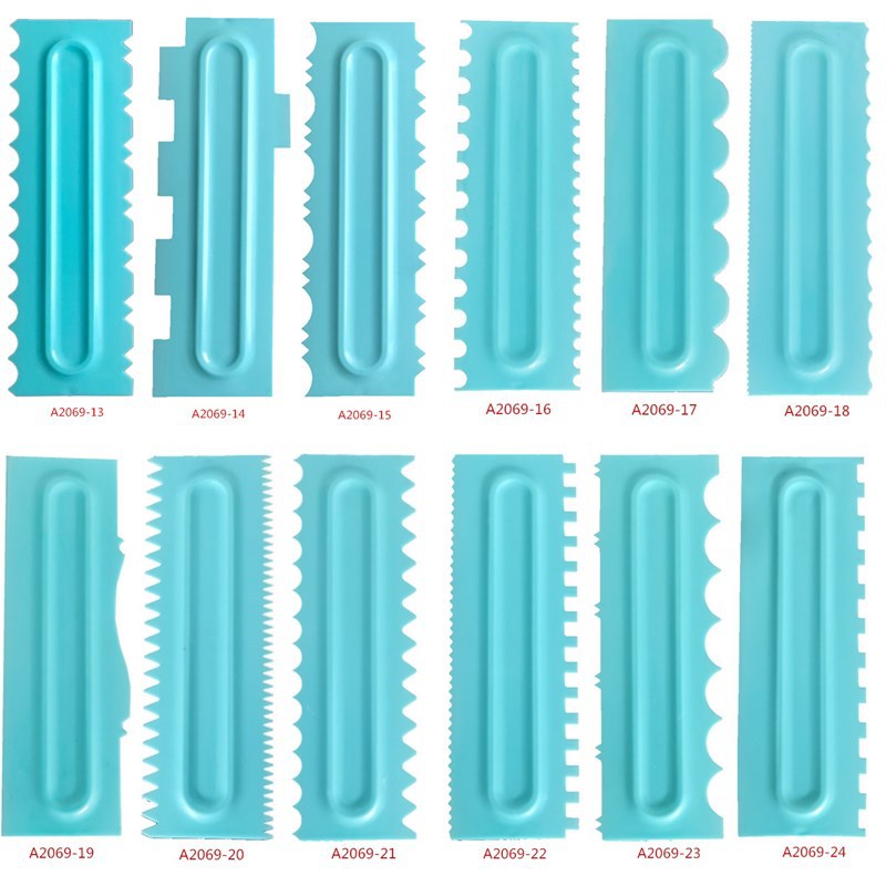 31styles Plastic Cake Cream Scraper Blue and White smoother scrapers cake pattern tool set Cake baking Tools