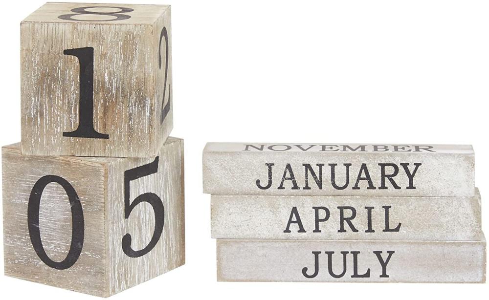 Blocs de calendrier de bureau de date perpétuelle en bois