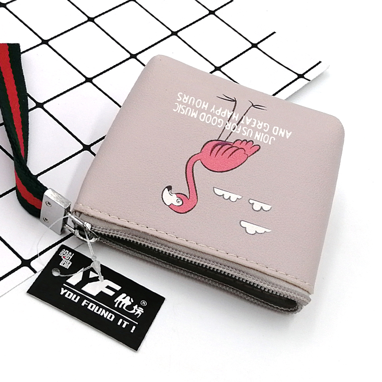 Cartoon flamingo style PU coin purse