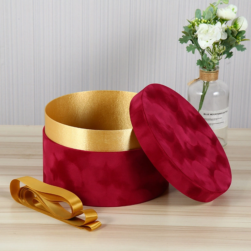 Velvet Flower Box Velvet Rose Bouquet Round Hat Box - China Flower Box, Box  Flower