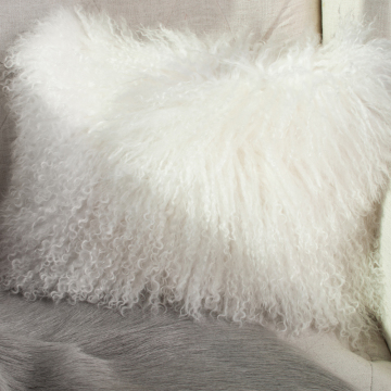 Snow White Lamb Fur Pillow Double Sided Fur