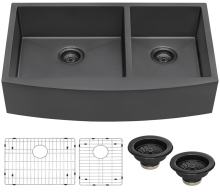 nano matte black farmouse double bowl sink