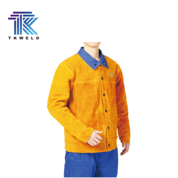 Large XXXXL Size Leather Welding Jacket - Split Uniform Heat Resistant Safety Jacket