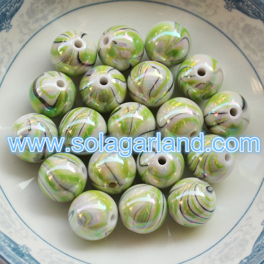 Plastic Round Swirled Beads