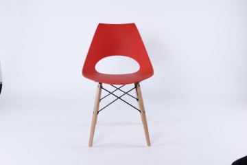 Hot sale modern plastic dining chair with wood legs