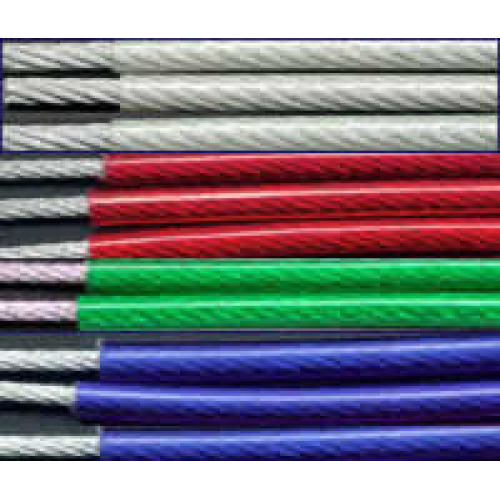 Corda de aço revestida com cor de alta resistência PVC
