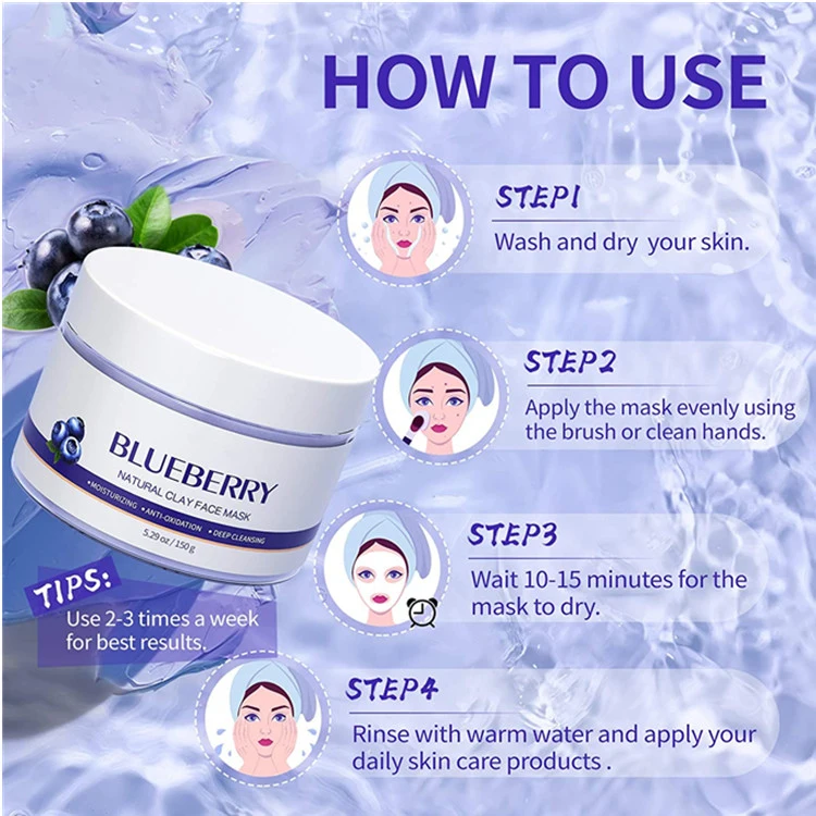 Custom Natural Blueberry Clay Face Mask with Kaolin & Bentonite