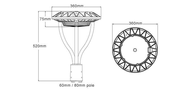 Waterproof photocell landscape led street lights 60w 100w 150w post top led lighting fixture post top lights modern