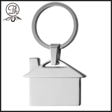 House shape blank metal key chain rings