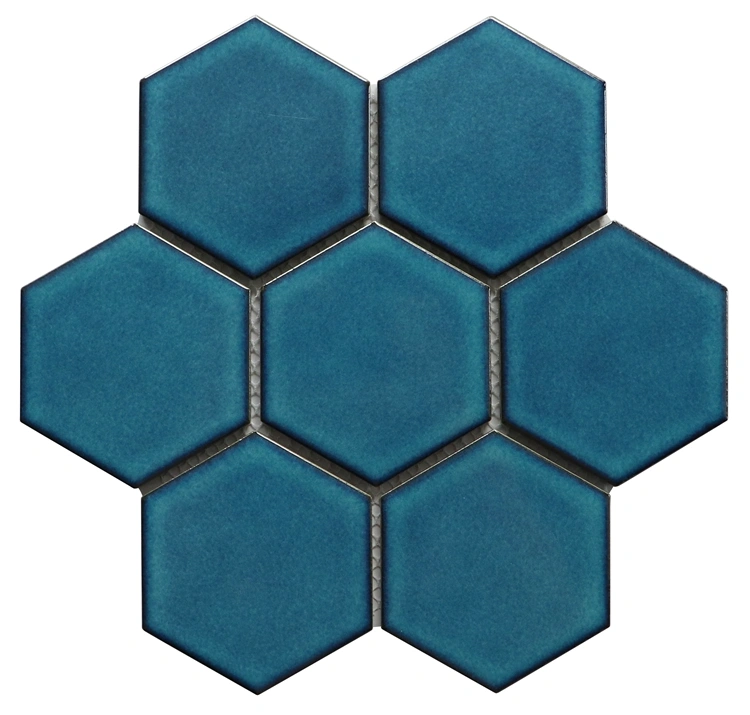 Swimming Pool Porcelain Transmutation Glaze Colored Hexagon Mosaic Tile for Wall