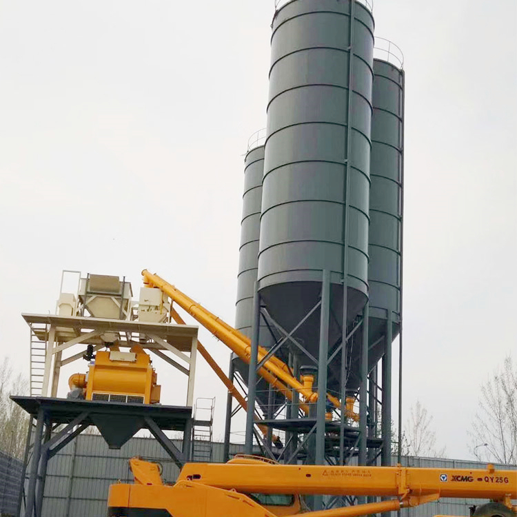 HZS35 stationary concrete mixing plant in Mongolia
