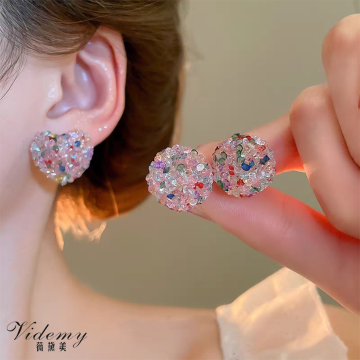 Coloured diamonds embellished with crystal stud earrings