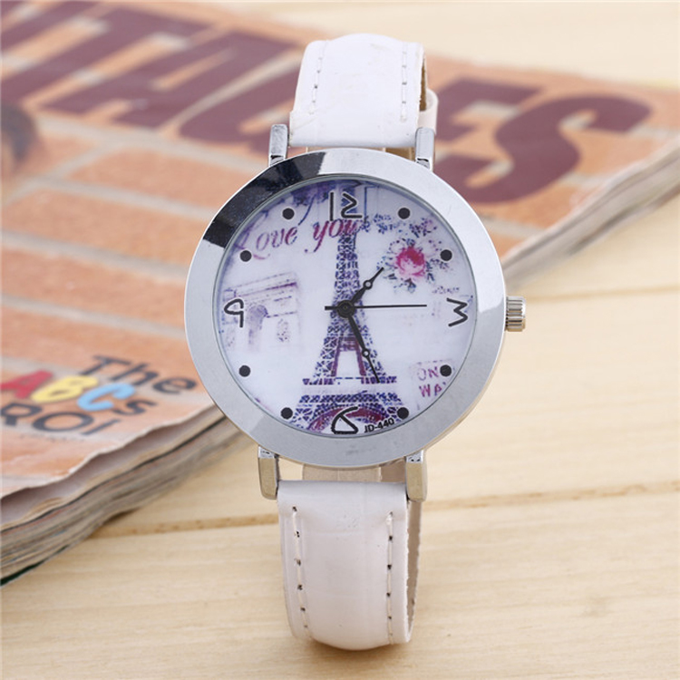 white dress leather watch