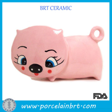 Funny pink pig ceramic napkin holder