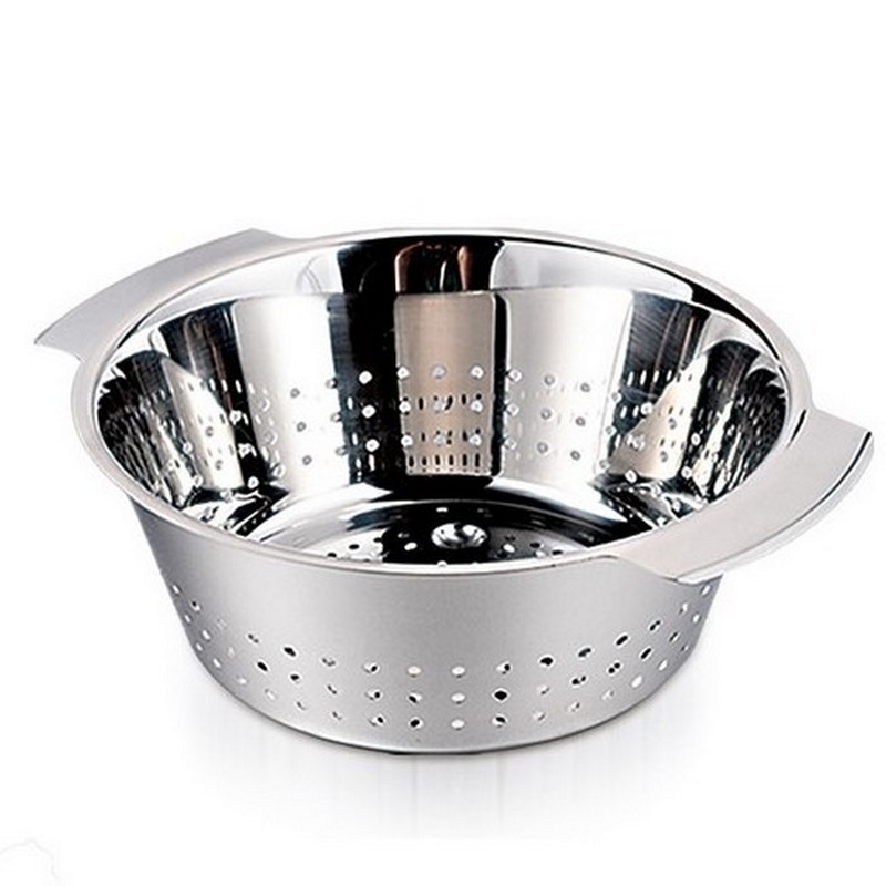 silver steel vegetable colander