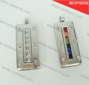 Custom engravable Stainless steel crystal inlay gay body jewelry