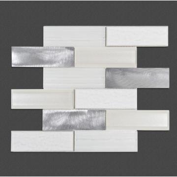 Bedroom White Glass Irregular strip Mosaic Mixed Tiles