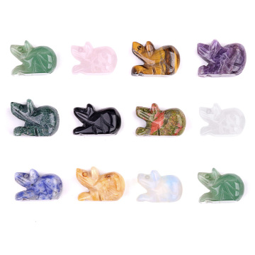 Gemstone carving mouse 1.0 Inch Handmade Craved Mouse Animal Ornament