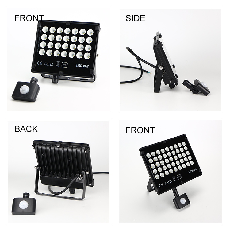 long range pir sensor led flood light 30w wire pir motion sensor