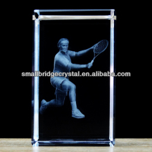 crystal rectangle with 3d laser engraving tennis ball