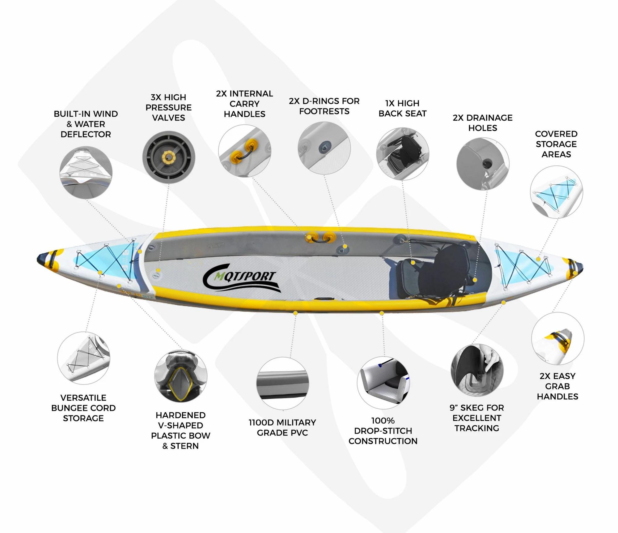 Hotsale OEM Customized Two-person inflatable kayak made of drop stitch and high quality Material