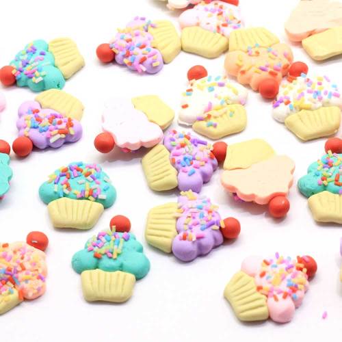 New Arrive 24 * 28MM Polymer Clay Cake Beads Kawaii Clay Sprinkles Cupcake Cabochons Hair Bow Center DIY - 100Pcs / Bag