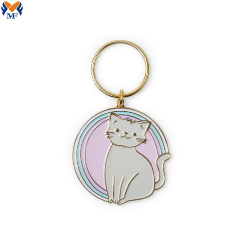 Partihandel Metall Custom Cat Design Emalj Keychain