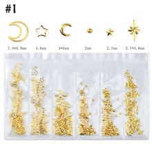 6 Bags Mixed Shape Metal Alloy Luxury Nail Studs and Rhinestones