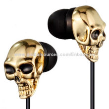 Earphone, skull and crossbones design, metal texture, perfect sound