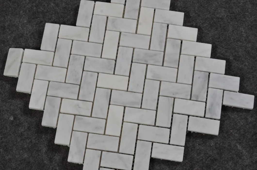 Qatar Style Herringbone Carrara White Marble Mosaic Backsplash Tile