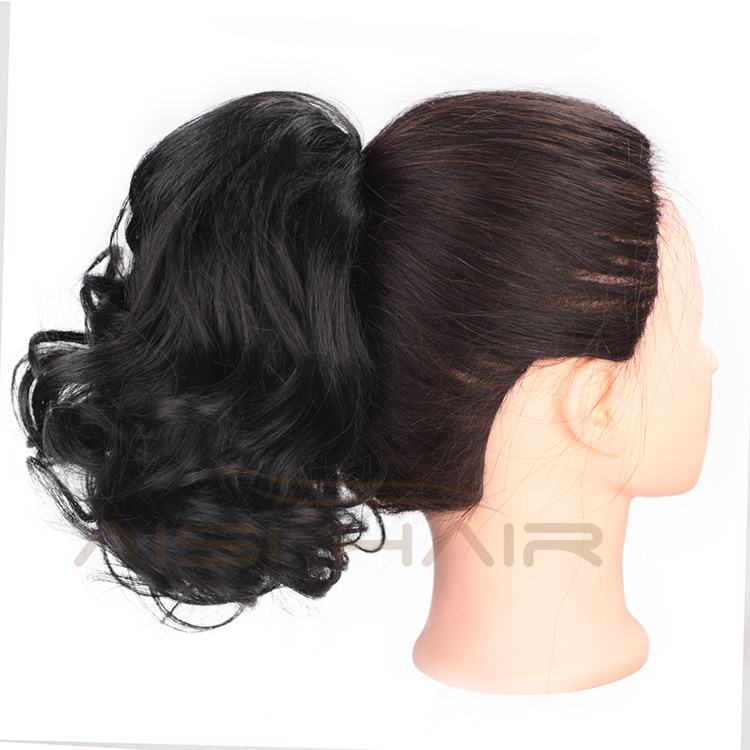 Aisi Hair Heat Resistant Fiber Synthetic Curly Wig Ponytail Drawstring Short Big Wave Pony Tail Clip In Curly Hair Bun