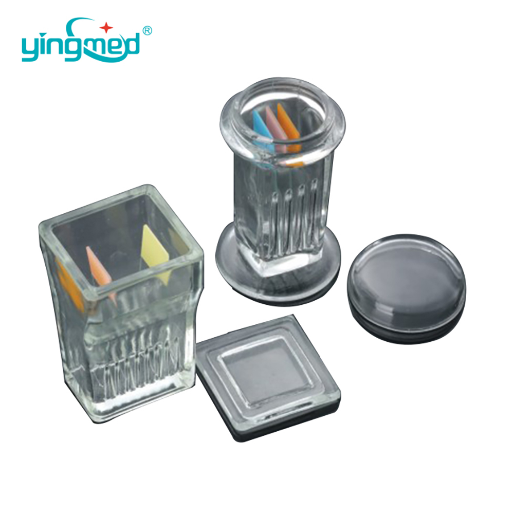 Glass Microscope Slide Staining Jar with glass lids