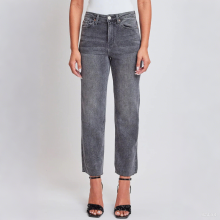 Women Grey Denim Copped Pants Basic 5 Pocket Style Jeans