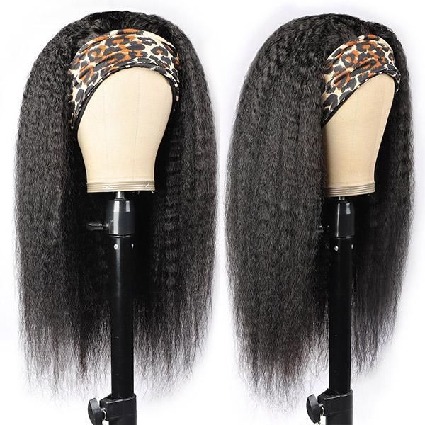 Spark Yaki Straight Headband human hair Wig Glueless Kinky straight  Wigs Natural Black Headband Straight Wigs for Black Women