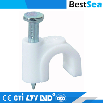 Metal cable clip white, plastic clip cable
