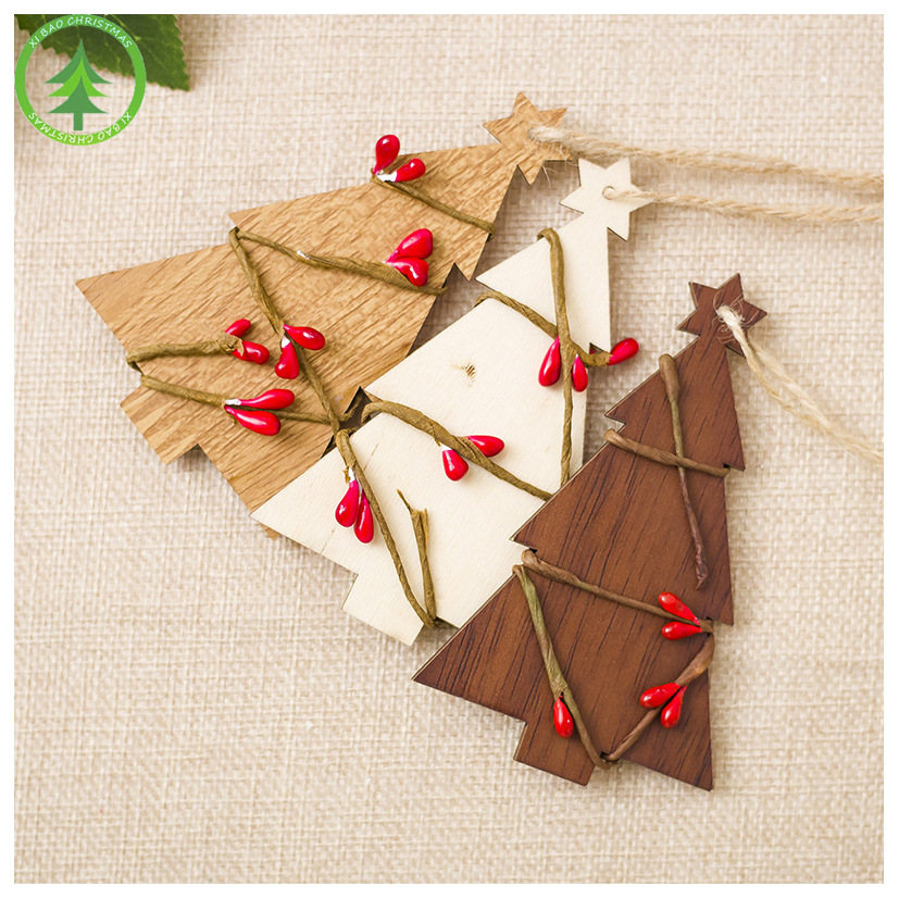 Multi Styles Printed Christmas Wooden Pendant Ornaments Christmas Tree Ornaments DIY Kids Toys Wood Craft Hanging Gifts