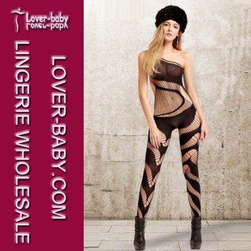 Sheer Nude Black Women Lingerie Bodystocking (L92254)