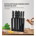 COUTEAU KITCEHN 12 PCS AVEC BLOC DE BOIS DE HÊTRE