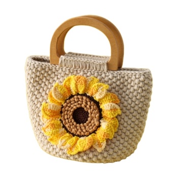 Gradient Sunflower Crochet Large Handbag and Plush Bags
