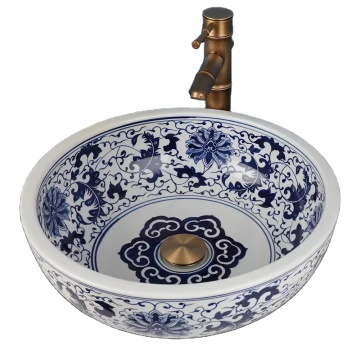 Moroccan Hand-Painted Blue and White Porcelain Sinks